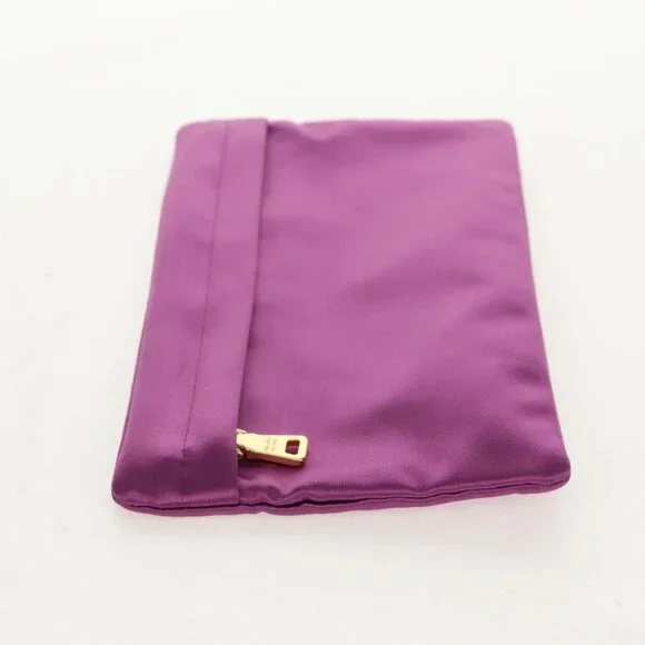 PRADA Pouch Satin Purple Gold Auth 154166M - Picture 4 of 16